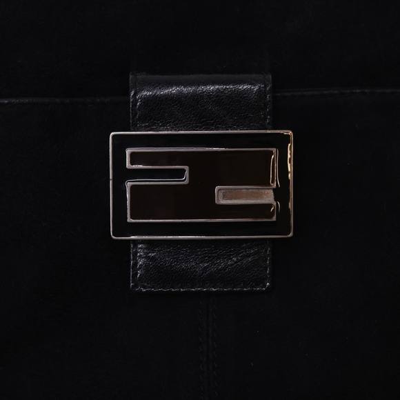 FENDI Mamma Baguette Shoulder Bag Suede Black Auth yk6548 - Picture 9 of 16